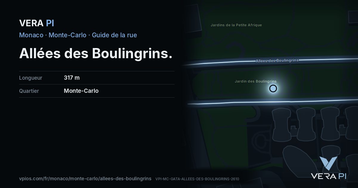 La carte VERA PI de Allées des Boulingrins