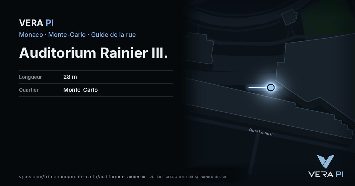 La carte VERA PI de Auditorium Rainier III