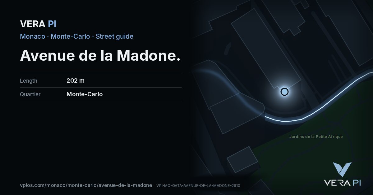 The VERA PI card for Avenue de la Madone