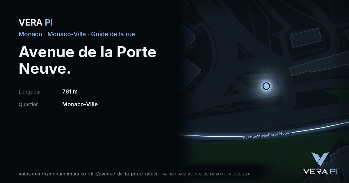 La carte VERA PI de Avenue de la Porte Neuve