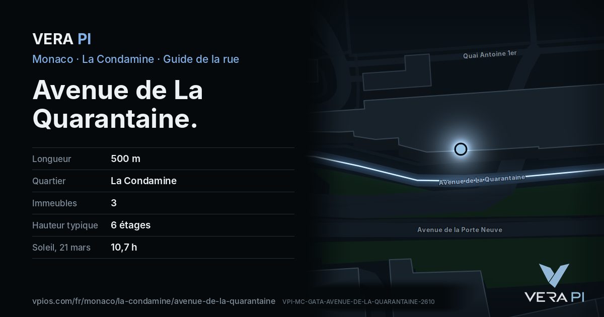 La carte VERA PI de Avenue de La Quarantaine