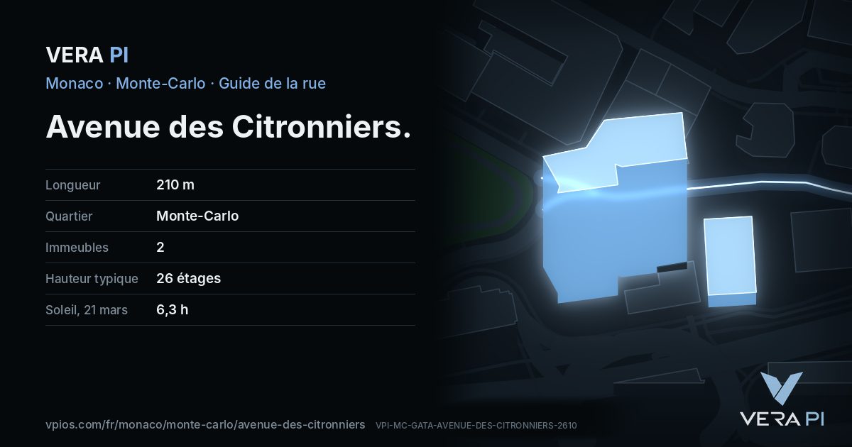 La carte VERA PI de Avenue des Citronniers