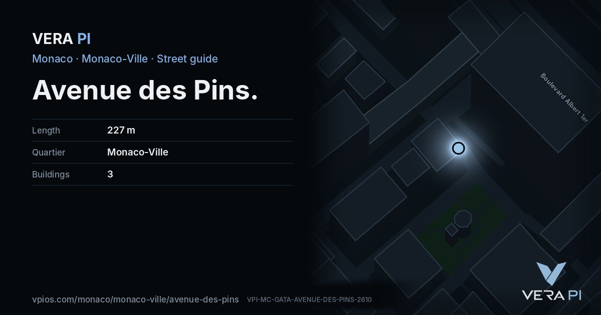 The VERA PI card for Avenue des Pins