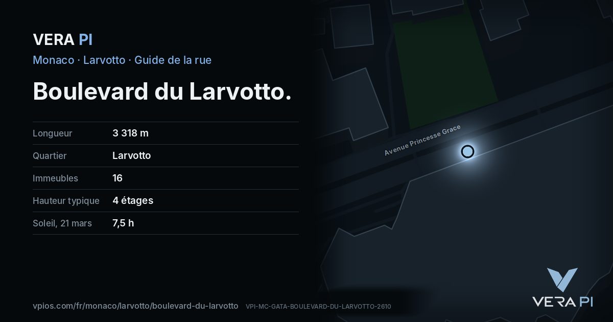 La carte VERA PI de Boulevard du Larvotto