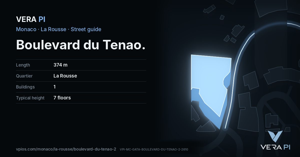 The VERA PI card for Boulevard du Tenao