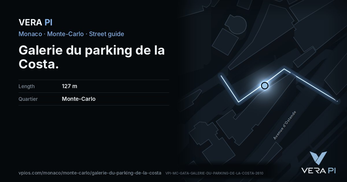 The VERA PI card for Galerie du parking de la Costa