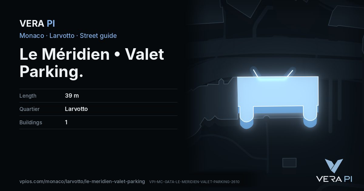 The VERA PI card for Le Méridien • Valet Parking