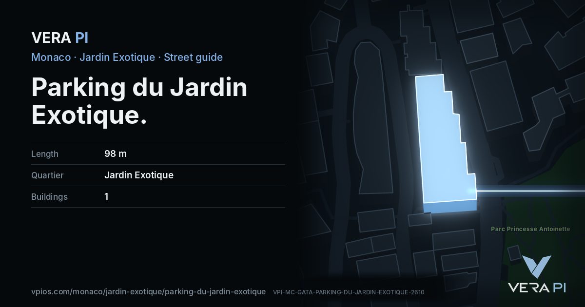 The VERA PI card for Parking du Jardin Exotique