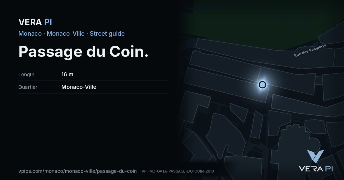 The VERA PI card for Passage du Coin