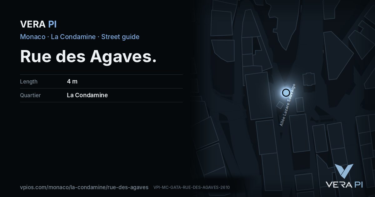 The VERA PI card for Rue des Agaves