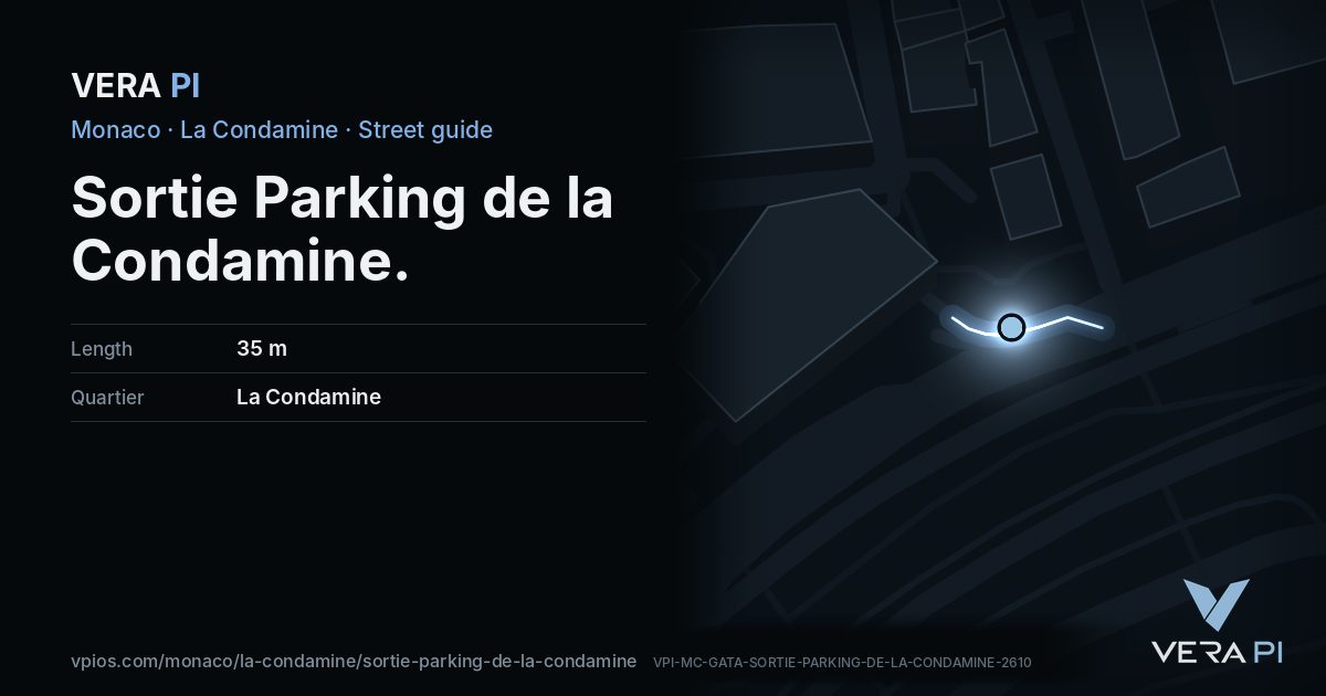 The VERA PI card for Sortie Parking de la Condamine