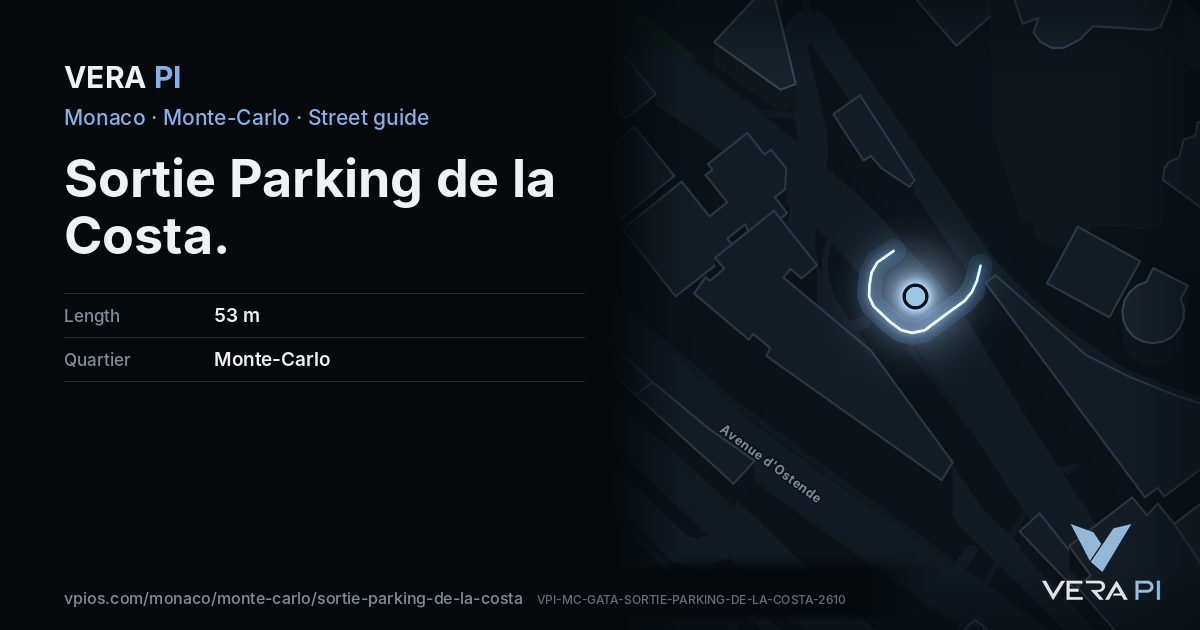 The VERA PI card for Sortie Parking de la Costa