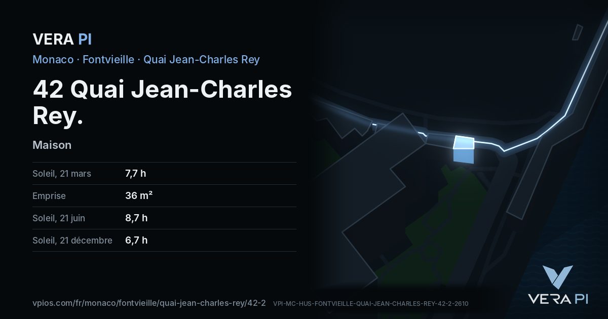 La carte VERA PI de 42 Quai Jean-Charles Rey