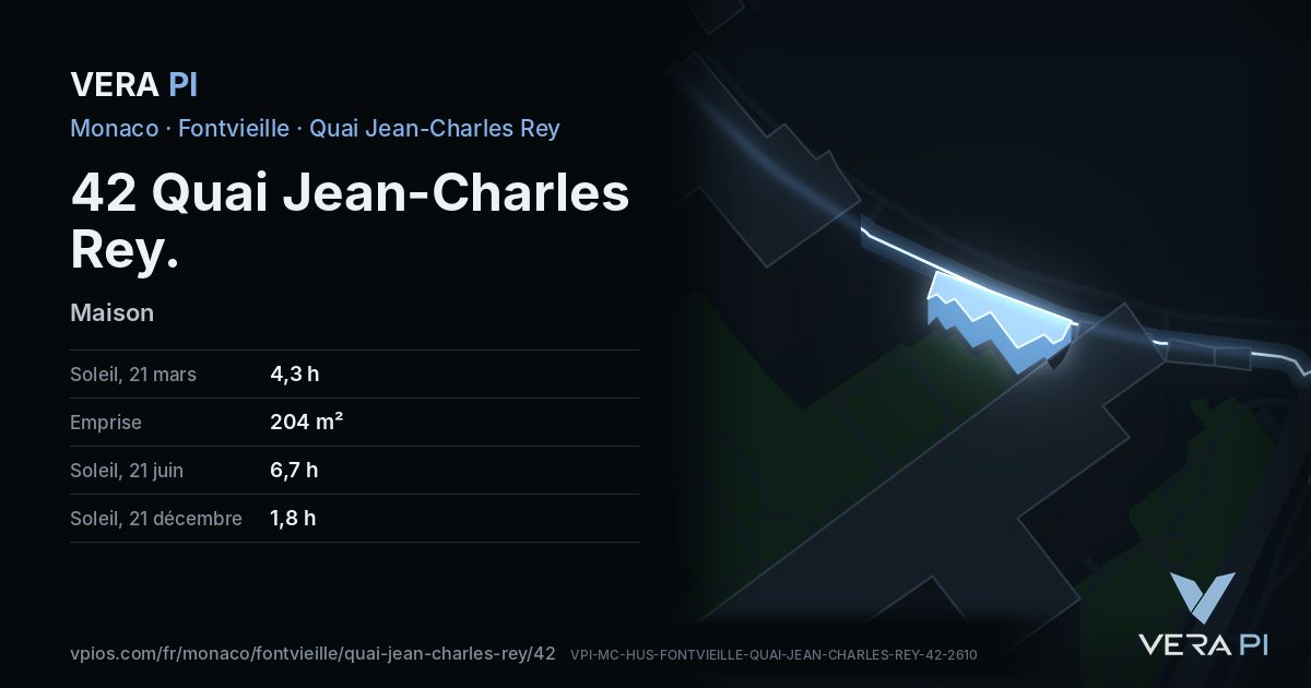 La carte VERA PI de 42 Quai Jean-Charles Rey