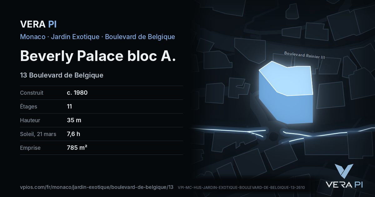 La carte VERA PI de Beverly Palace bloc A