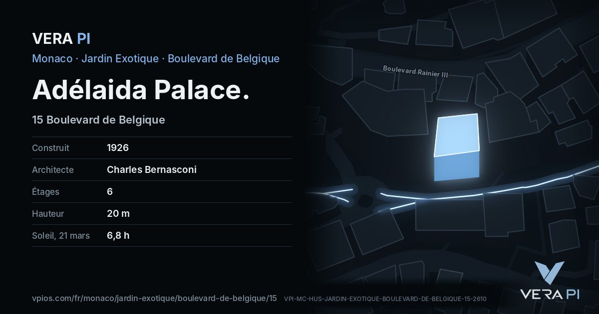 La carte VERA PI de Adélaida Palace