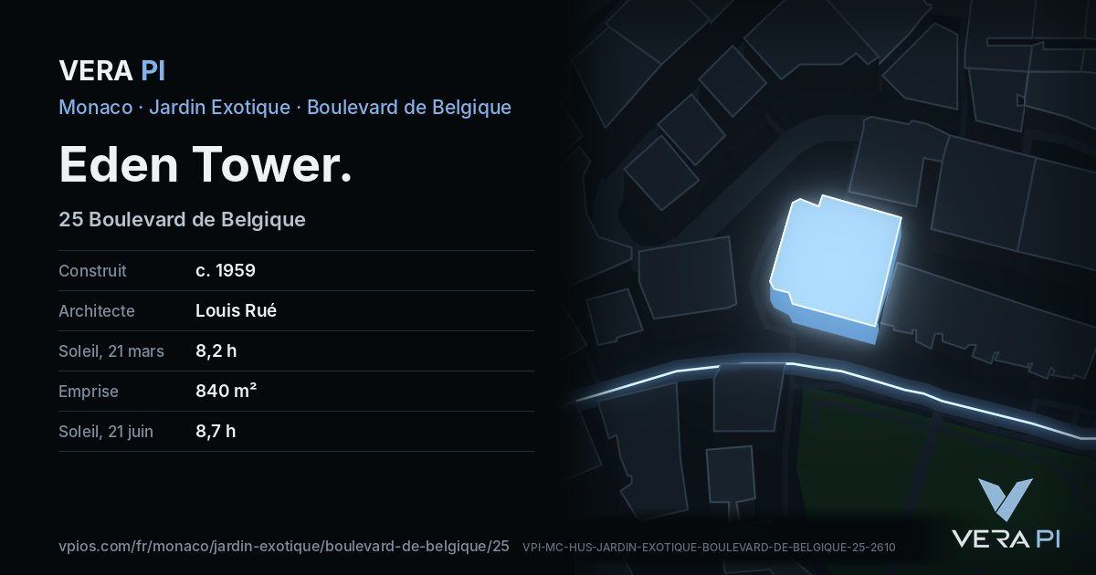 La carte VERA PI de Eden Tower