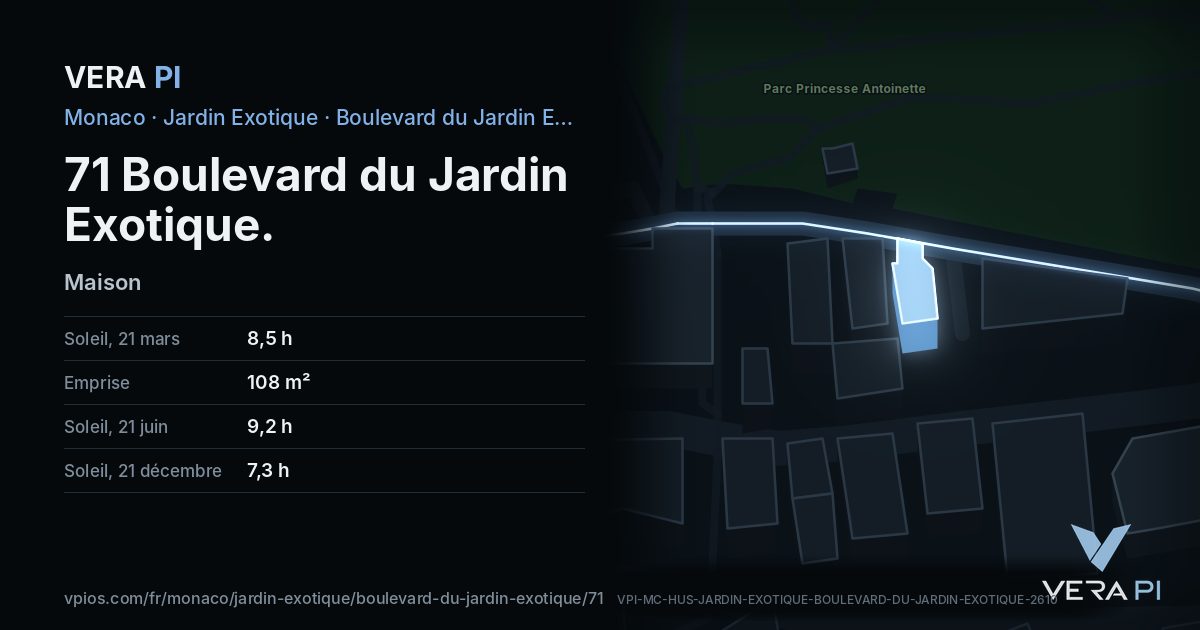La carte VERA PI de 71 Boulevard du Jardin Exotique