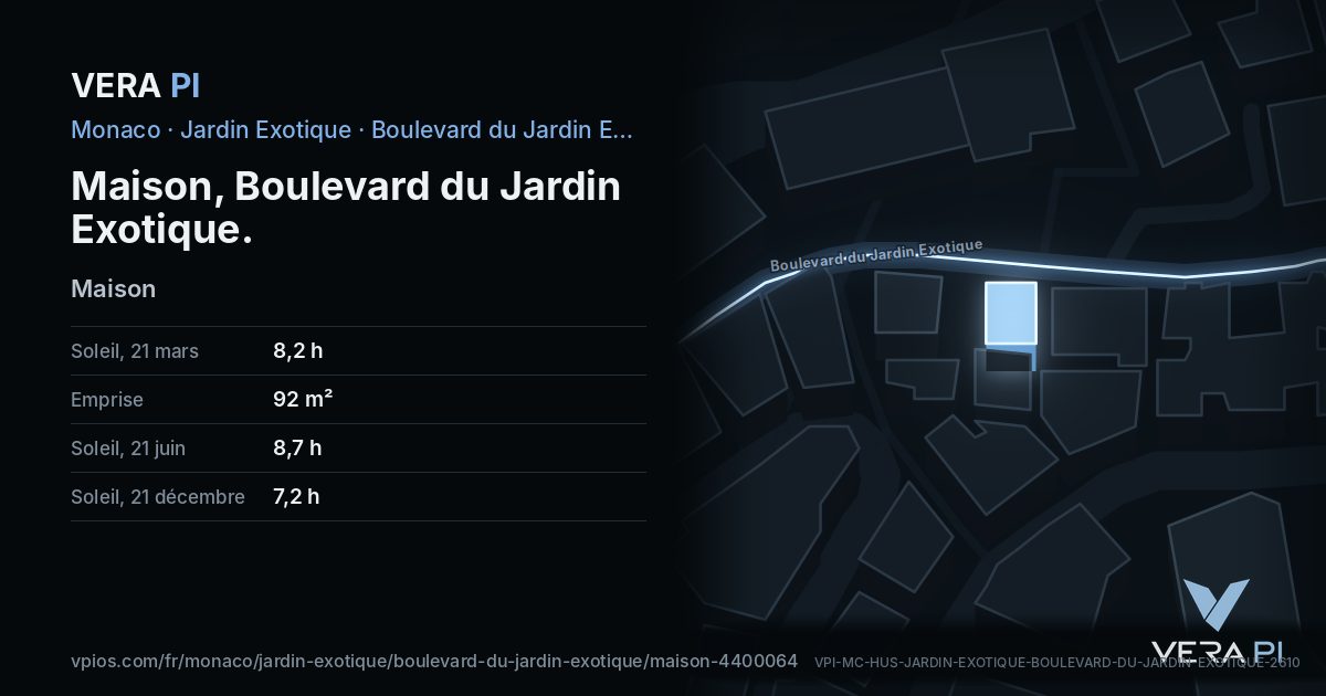 La carte VERA PI de Maison, Boulevard du Jardin Exotique