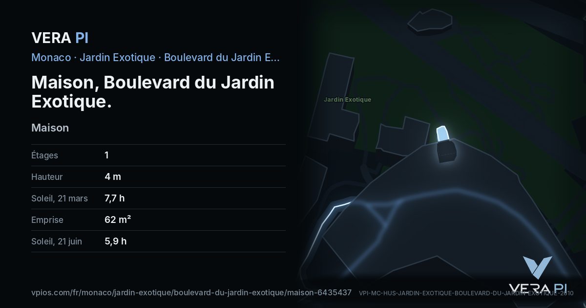La carte VERA PI de Maison, Boulevard du Jardin Exotique