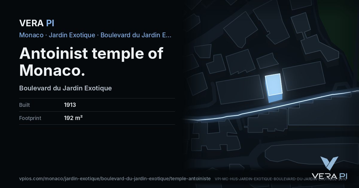 The VERA PI card for Antoinist temple of Monaco