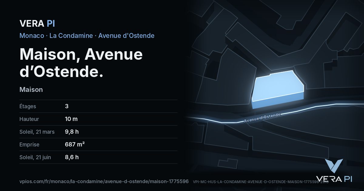 La carte VERA PI de Maison, Avenue d’Ostende