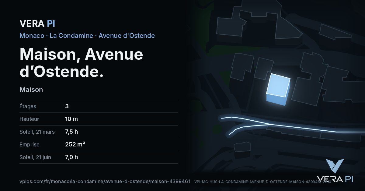 La carte VERA PI de Maison, Avenue d’Ostende