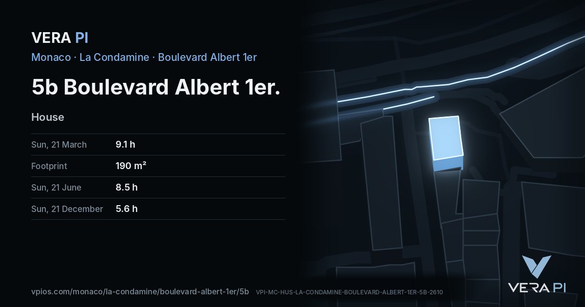 The VERA PI card for 5b Boulevard Albert 1er