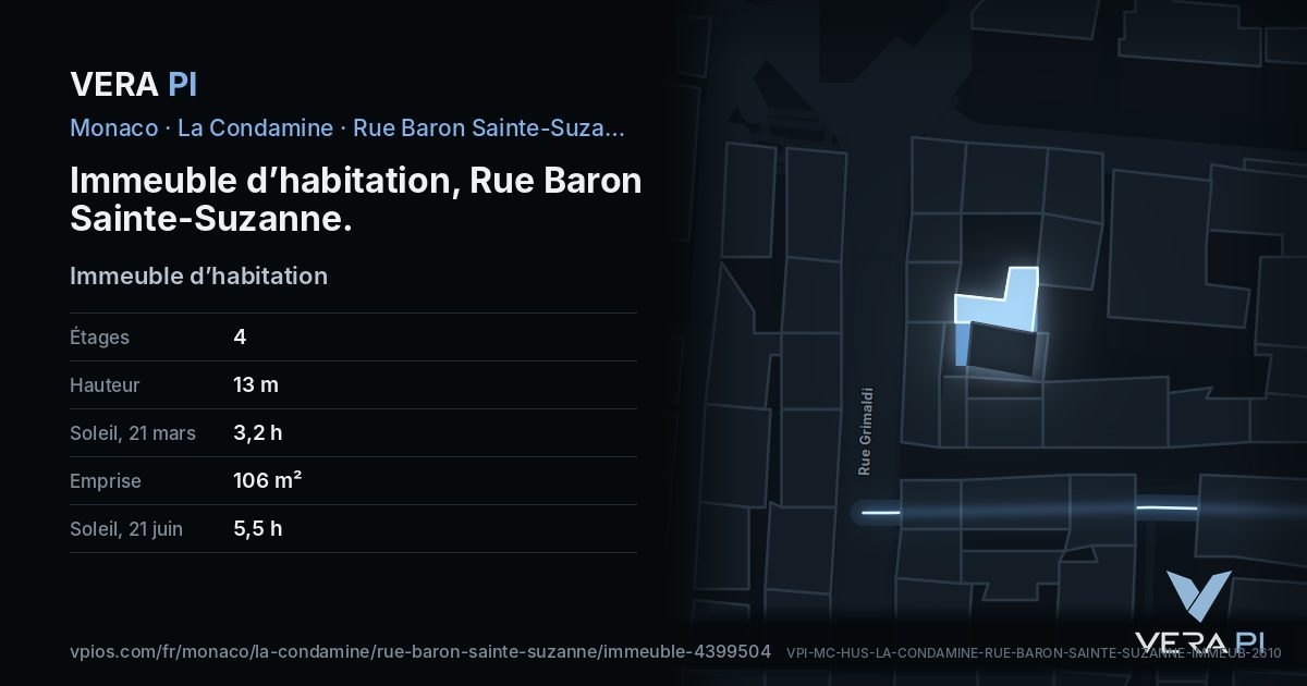 La carte VERA PI de Immeuble d’habitation, Rue Baron Sainte-Suzanne