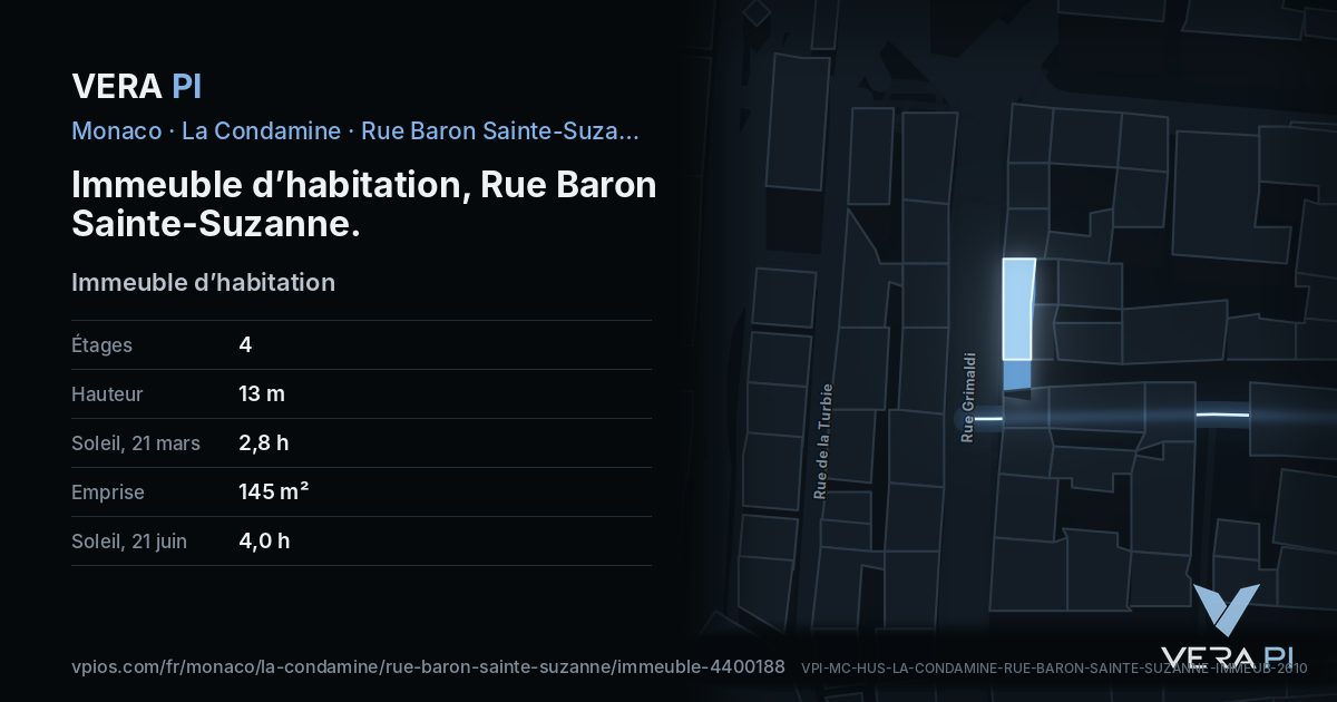 La carte VERA PI de Immeuble d’habitation, Rue Baron Sainte-Suzanne
