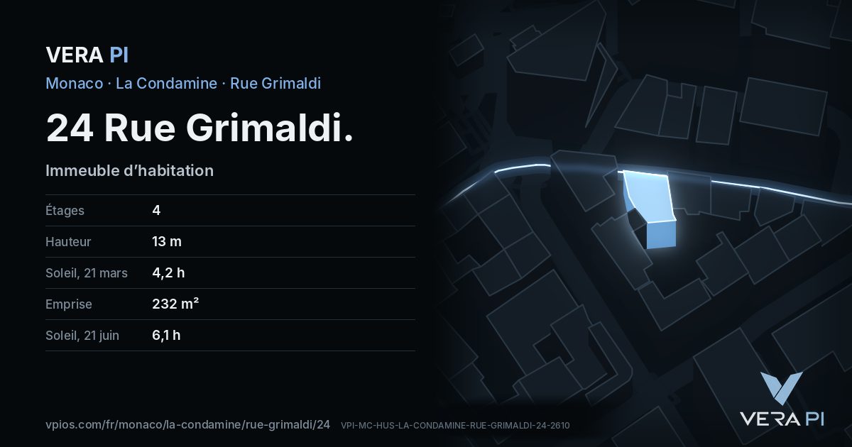 La carte VERA PI de 24 Rue Grimaldi