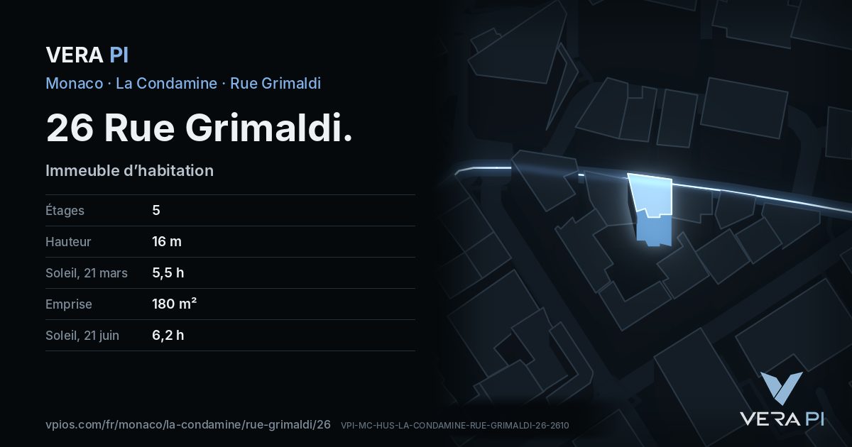 La carte VERA PI de 26 Rue Grimaldi