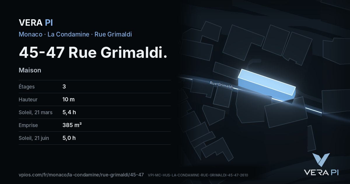 La carte VERA PI de 45-47 Rue Grimaldi