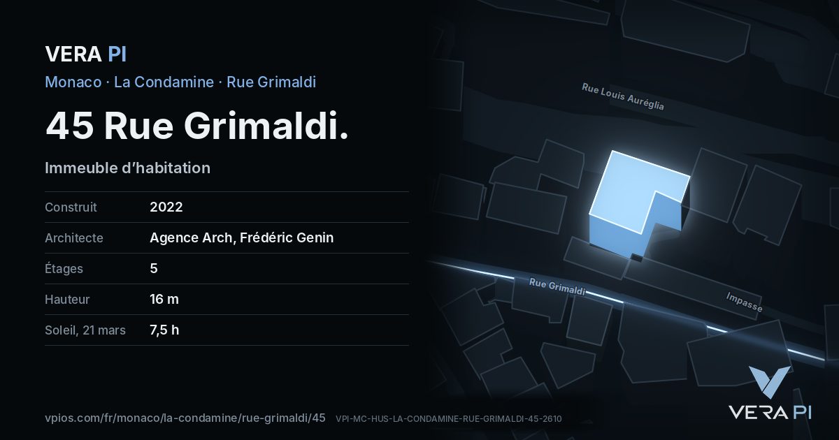 La carte VERA PI de 45 Rue Grimaldi