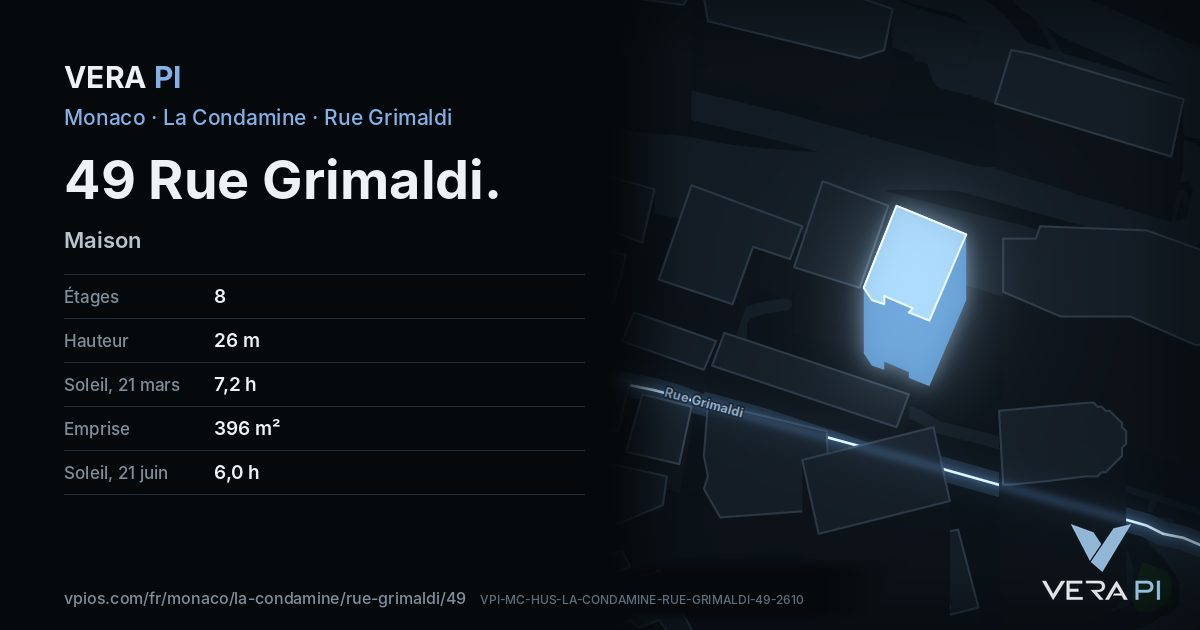 La carte VERA PI de 49 Rue Grimaldi