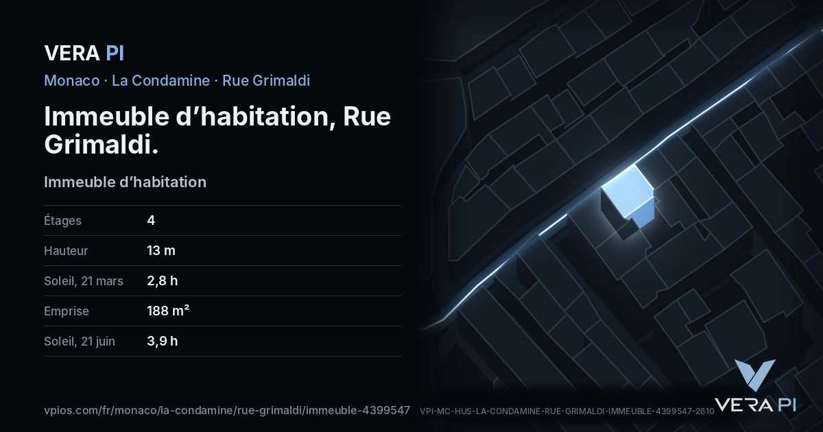 La carte VERA PI de Immeuble d’habitation, Rue Grimaldi
