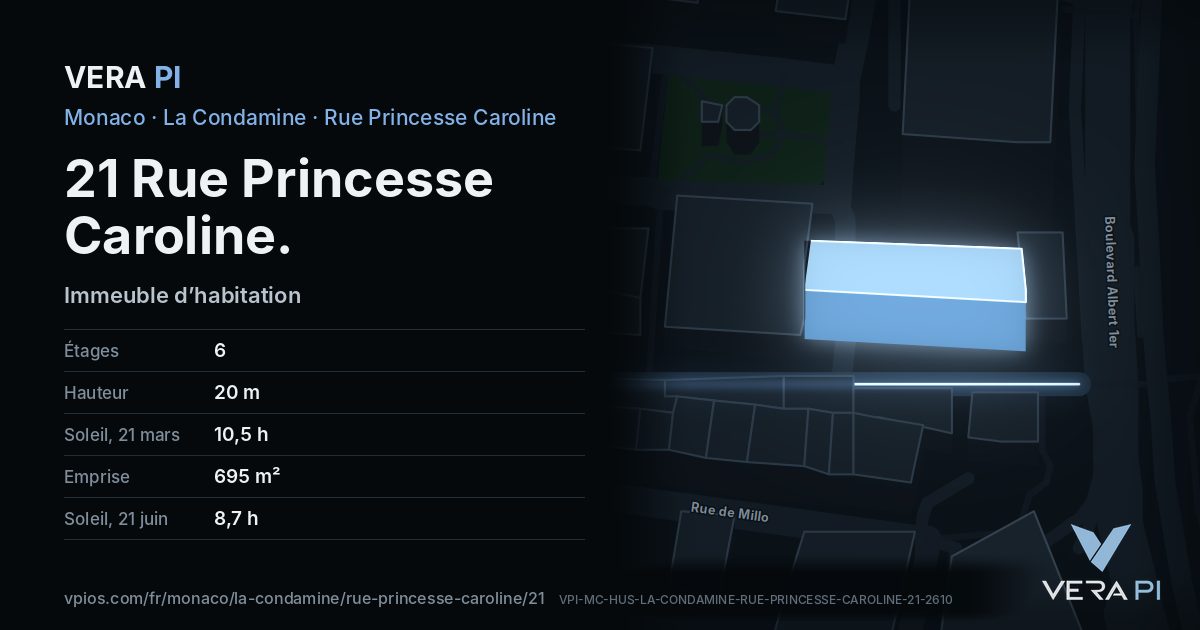 La carte VERA PI de 21 Rue Princesse Caroline