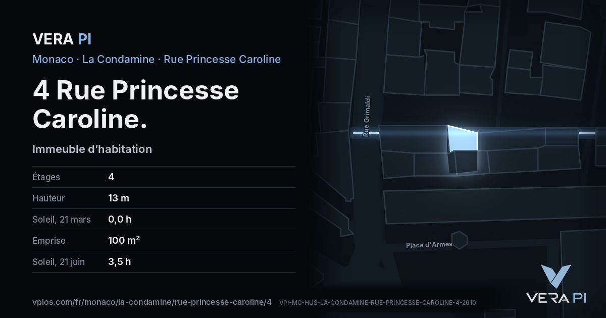La carte VERA PI de 4 Rue Princesse Caroline