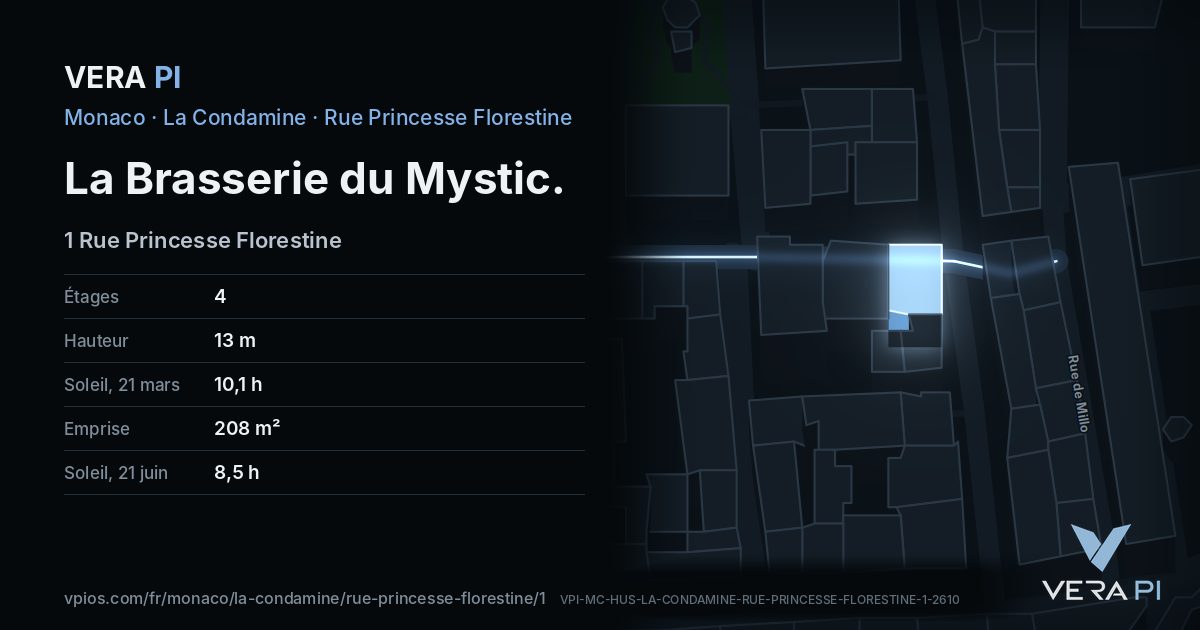 La carte VERA PI de La Brasserie du Mystic