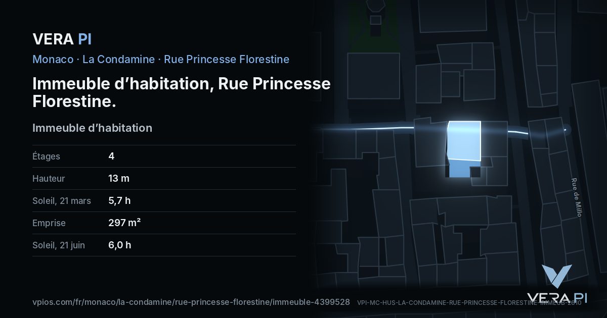 La carte VERA PI de Immeuble d’habitation, Rue Princesse Florestine