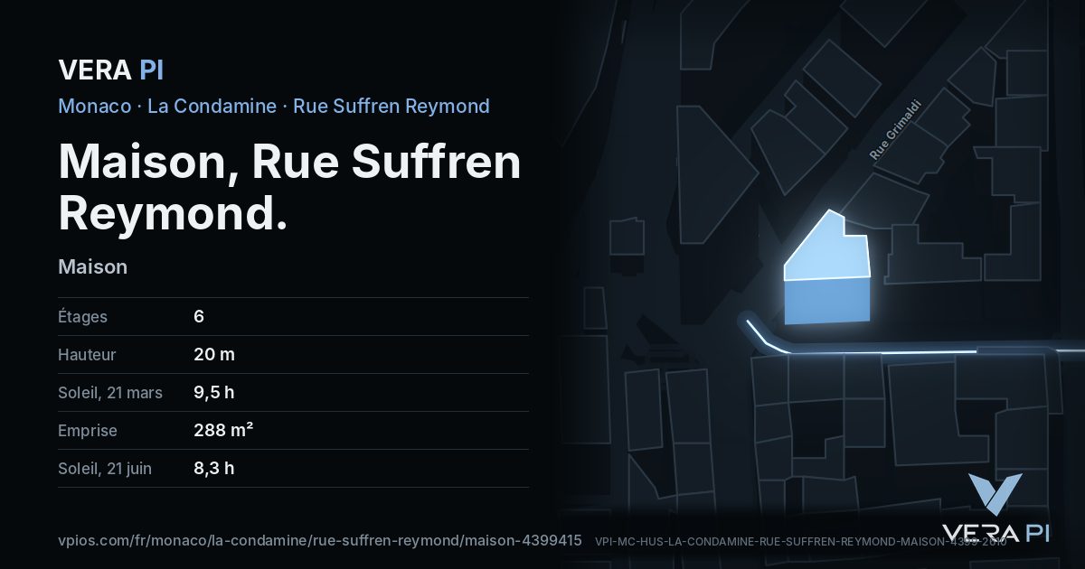 La carte VERA PI de Maison, Rue Suffren Reymond