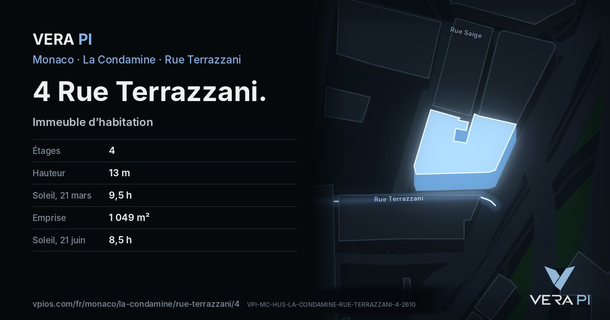 La carte VERA PI de 4 Rue Terrazzani