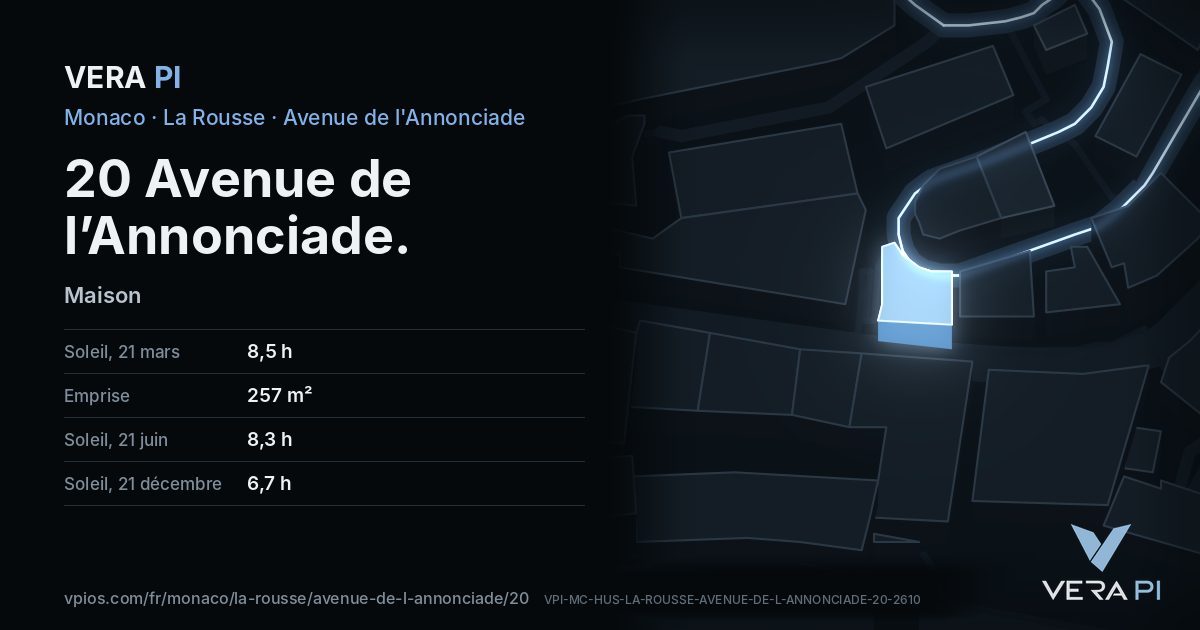 La carte VERA PI de 20 Avenue de l’Annonciade