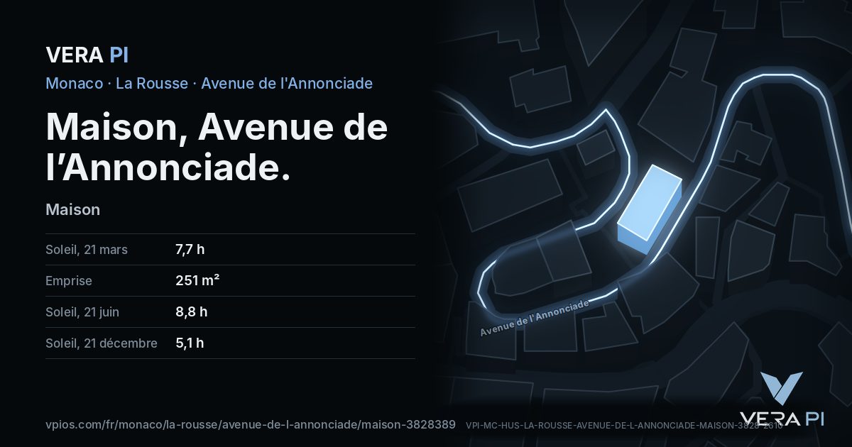 La carte VERA PI de Maison, Avenue de l’Annonciade