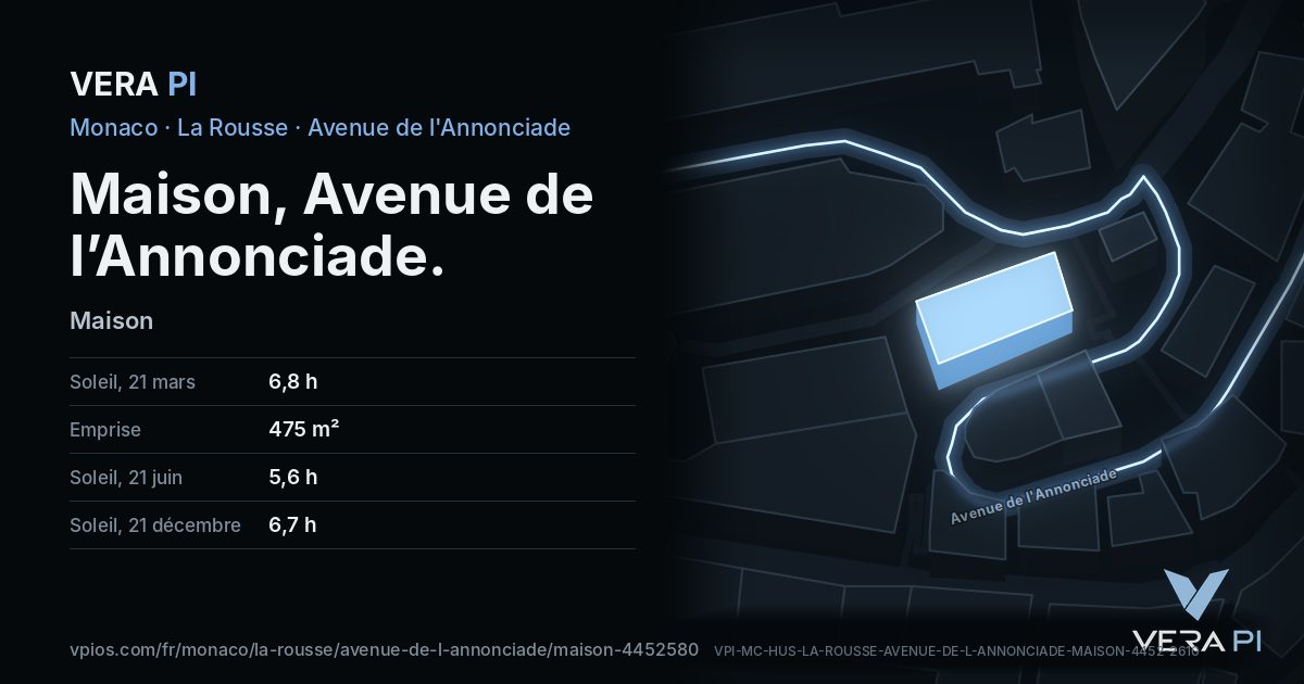 La carte VERA PI de Maison, Avenue de l’Annonciade