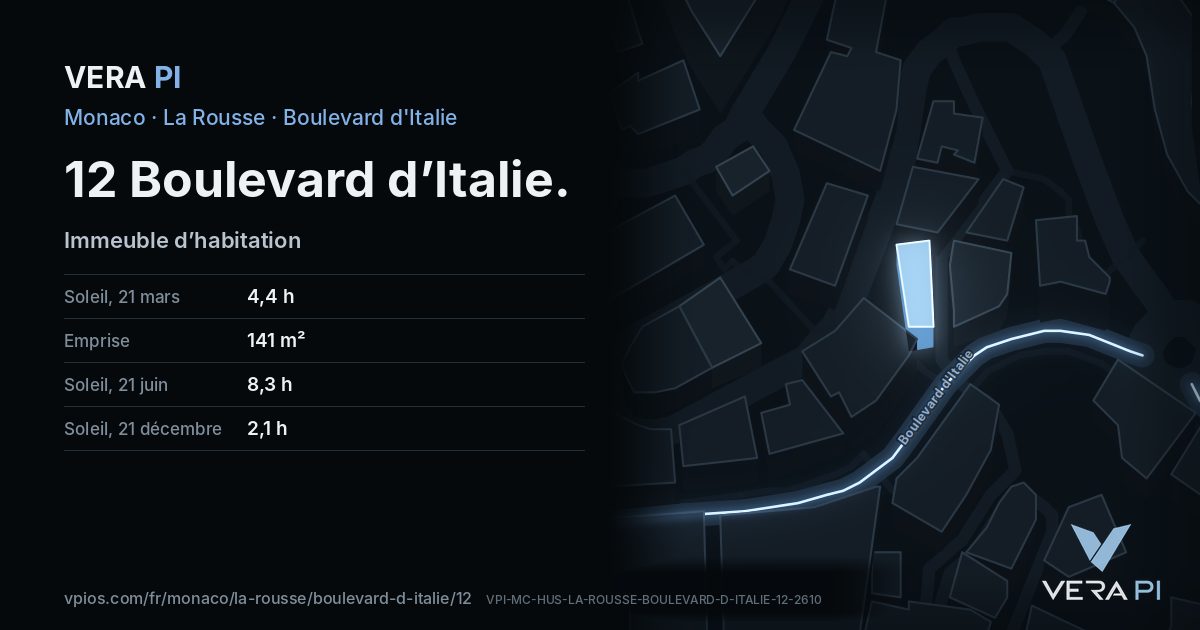 La carte VERA PI de 12 Boulevard d’Italie
