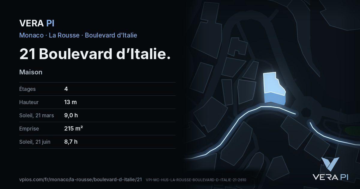 La carte VERA PI de 21 Boulevard d’Italie