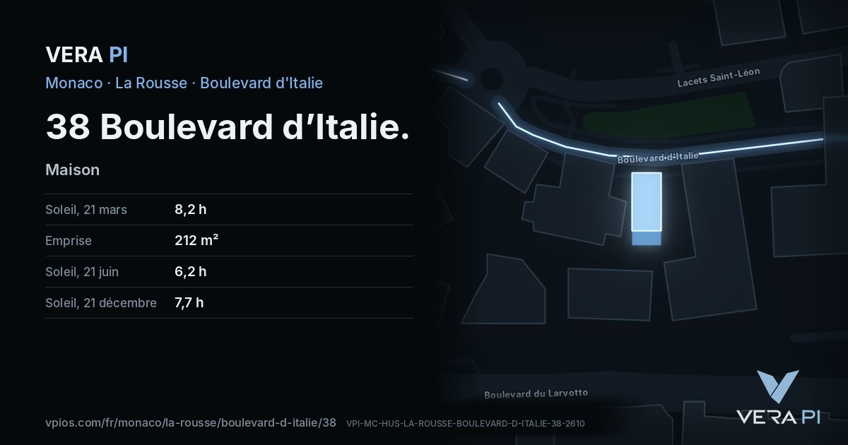 La carte VERA PI de 38 Boulevard d’Italie