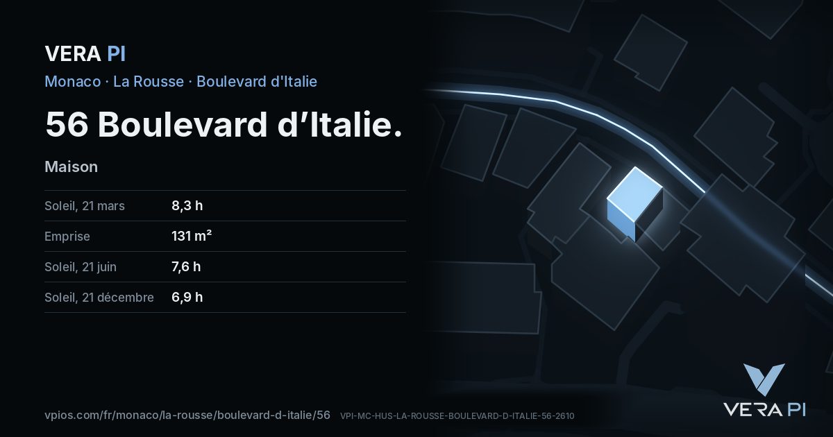La carte VERA PI de 56 Boulevard d’Italie