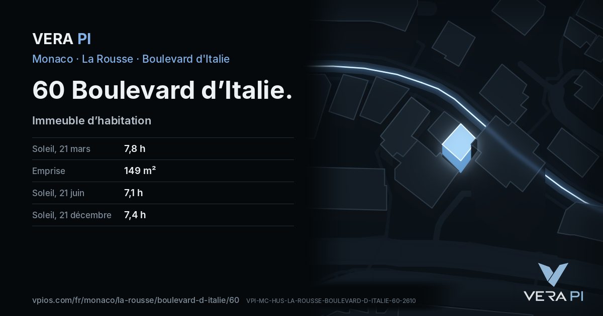 La carte VERA PI de 60 Boulevard d’Italie